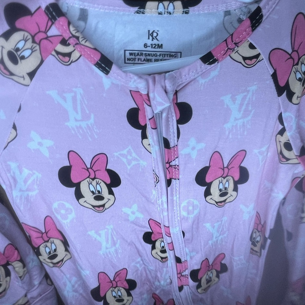 BAMBOO Pink Minnie Mouse Zipper Pajamas